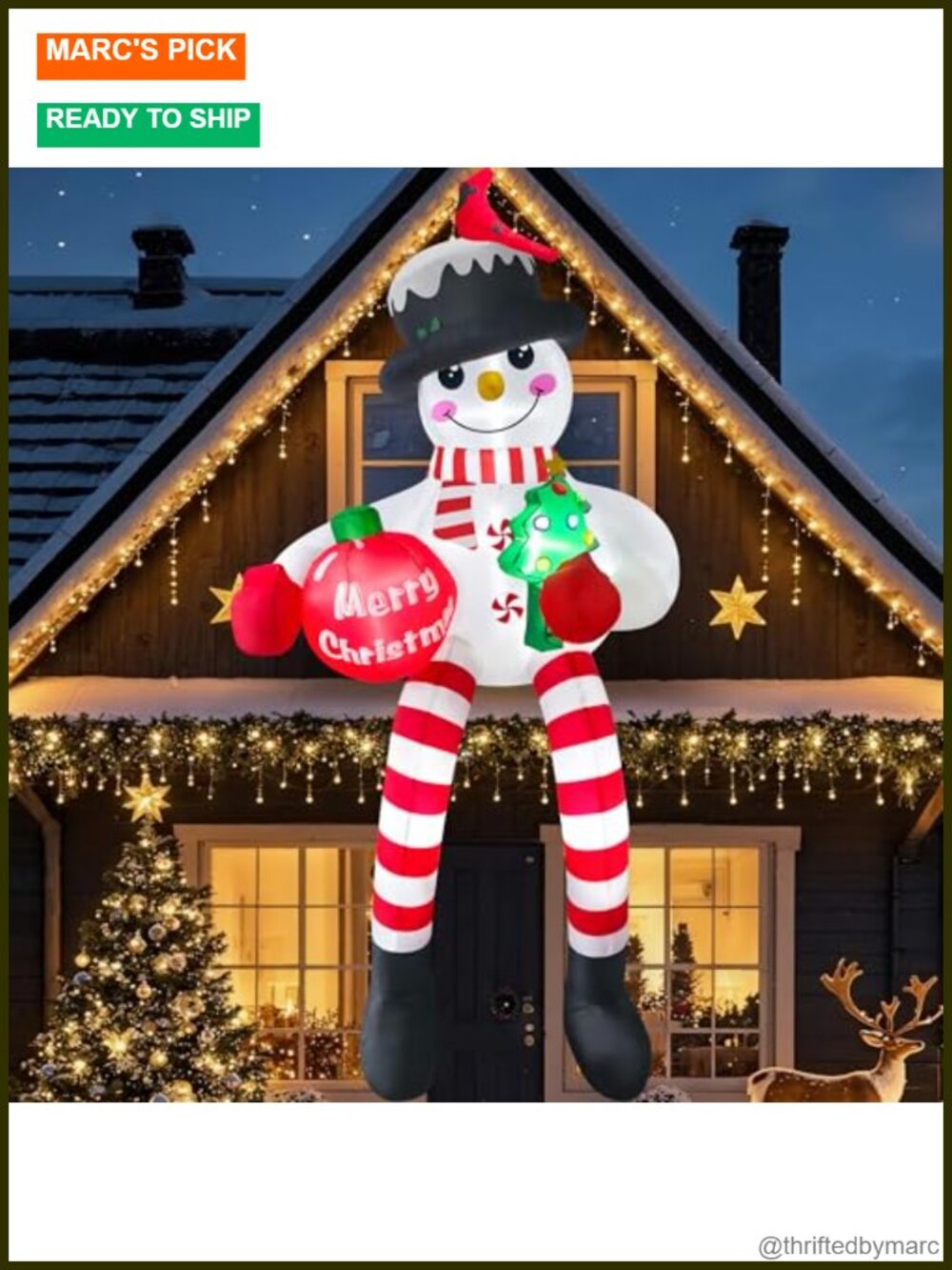 13FT Giant Sitting Snowman Christmas Inflatable LED Yard Decoration with
